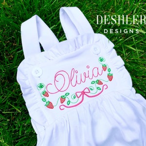 Strawberry Romper, Strawberry Birthday Outfit, Strawberry Ruffle Romper, Strawberry outfit, strawberry Sunsuit, my berry first birthday