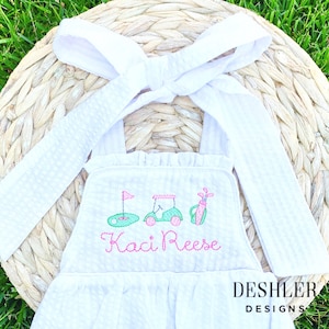 Girls Golf Bubble, baby girl golf outfit, toddler girl golf outfit, girls golf sunsuit, baby girl golf sunsuit, girls golf romper