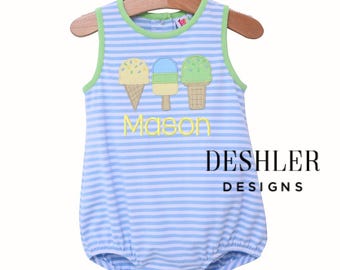 Boys Ice Cream Bubble, Ice Cream Romper, Boys Ice Cream outfit, Baby Boy ice cream outfit, baby boy ice cream bubble, ice cream party theme