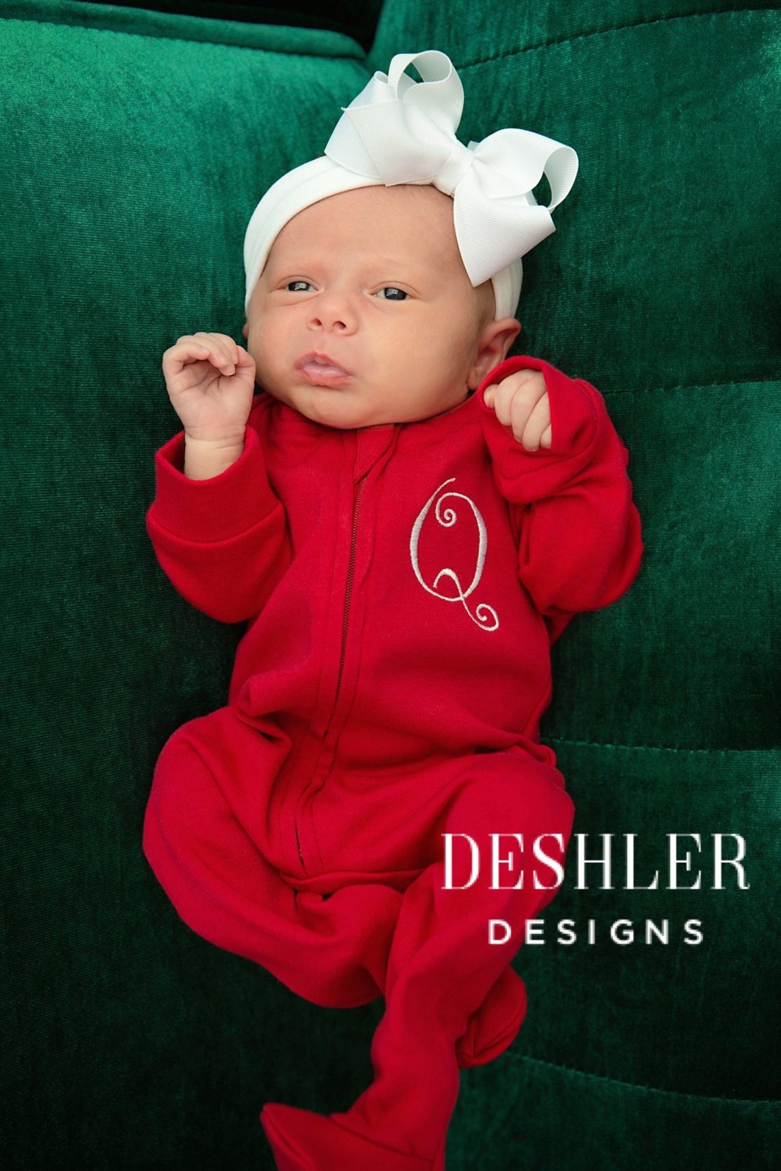 Footed Sleeper Newborn Sleeper Monogram Sleeper Monogrammed Etsy