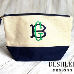 Monogram cosmetic bag, Monogrammed Cosmetic bag, Monogram pouch, monogram organizer, monogram makeup bag, zippered pouch, girls group gift image 3