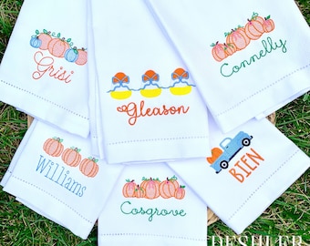 Fall Tea Towel, Fall towels, pumpkin towel, monogram fall towel, Halloween towel, fall home decor, fall hostess gift, fall home dec