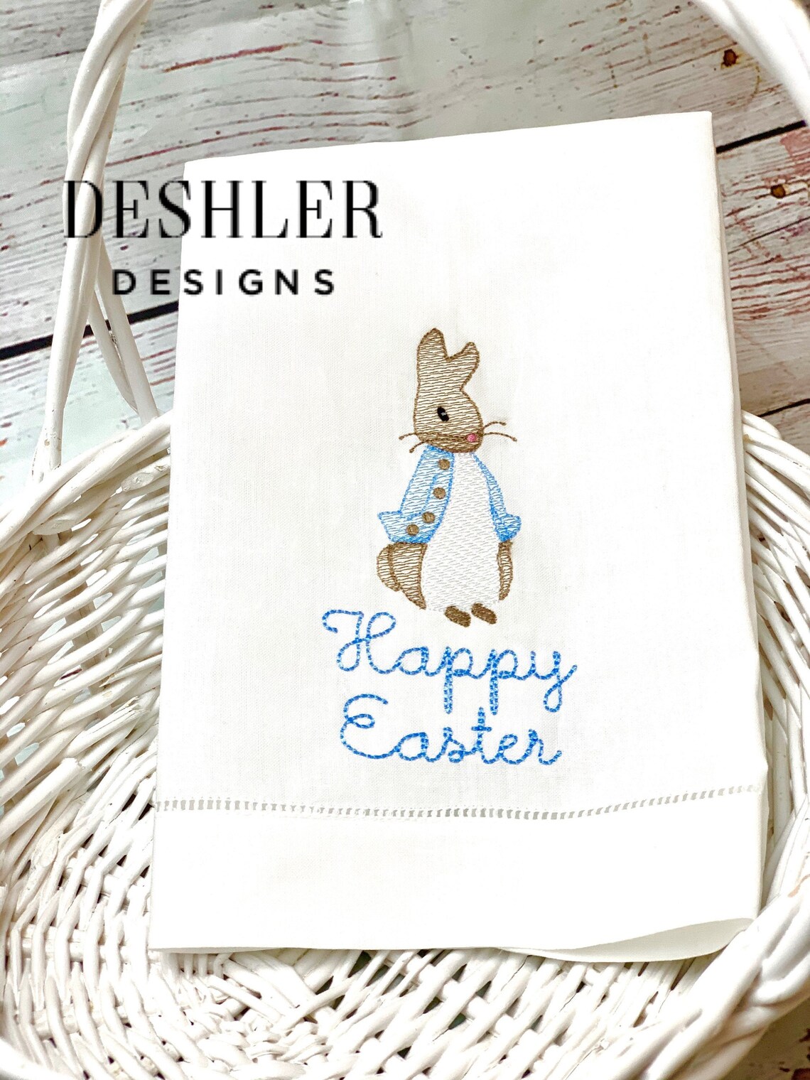 Peter Rabbit Tea Towel, Embroidered Peter Rabbit Towel, Peter Rabbit ...