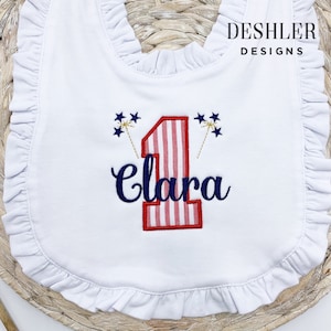 First Birthday Bib, Girls First Birthday Bib, 1st Birthday Bib, Girls 1st Birthday Bib, birthday bib, ruffle bib