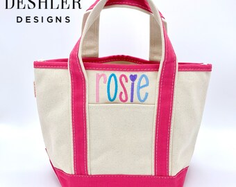 Small Tote Bag, Small Monogram Tote, Monogrammed Tote bag, Monogram tote bag, Kids tote bag, small boat tote, small beach bag, pet bag