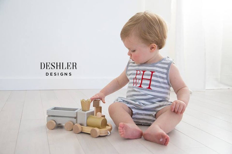 Monogram Bubble Baby Bubble Boys Sunsuit Monogrammed Etsy
