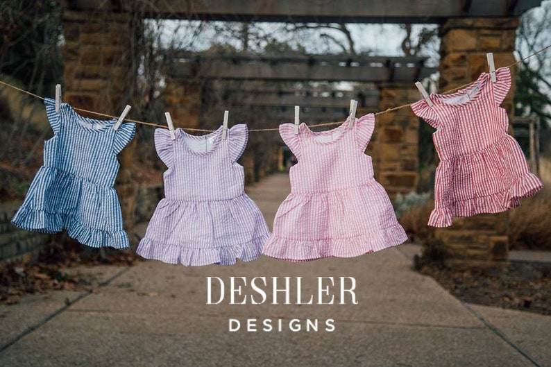 Monogram Seersucker Dress, Seersucker Dress, Monogrammed Seersucker Dress, Monogrammed dress, monogram dress, deshler Designs, summer dress image 2