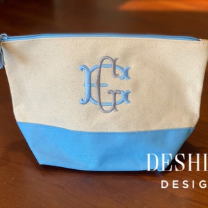 Monogram cosmetic bag, Monogrammed Cosmetic bag, Monogram pouch, monogram organizer, monogram makeup bag, zippered pouch, girls group gift image 7