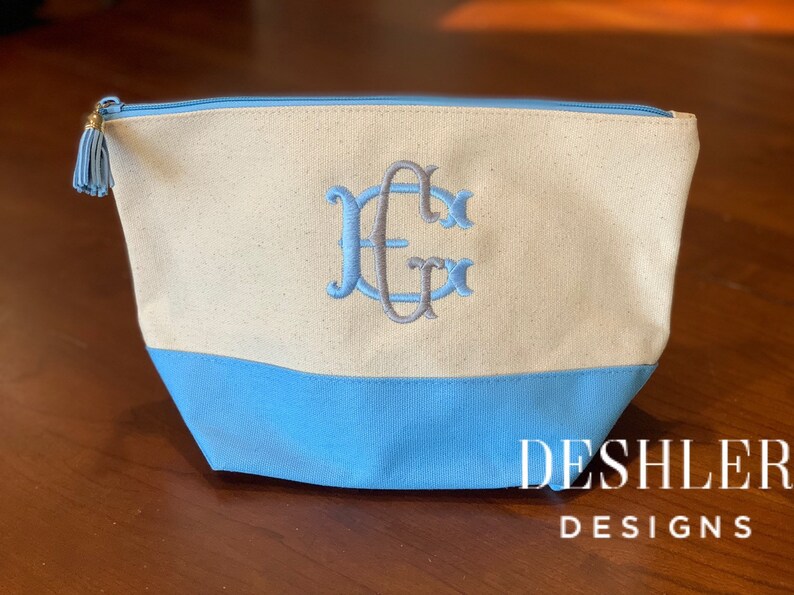 Monogram cosmetic bag, Monogrammed Cosmetic bag, Monogram pouch, monogram organizer, monogram makeup bag, zippered pouch, girls group gift image 7