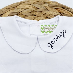 Monogram Peter Pan Collar Bodysuit, monogram Peter Pan bodysuit, Peter Pan Collar, Peter Pan, monogram Peter Pan collared shirt