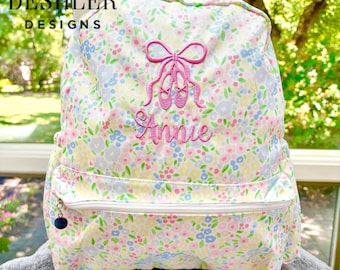 Ballet Backpack, Ballet Bag, Floral Backpack, Floral Bag, Monogram Ballet Bag, Monogram Ballet Backpack, Monogram floral backpack, ballet