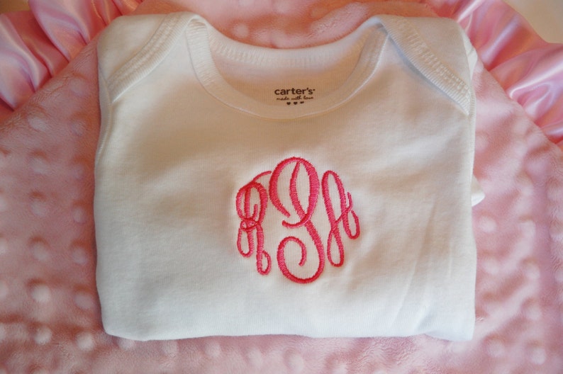 Monogrammed bodysuit, bodysuit with Initials , monogram bodysuit, monogram onsie, monogrammed onsie, personalized baby gift, baby gift idea image 2