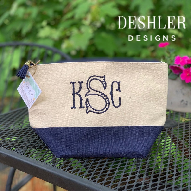 Monogram cosmetic bag, Monogrammed Cosmetic bag, Monogram pouch, monogram organizer, monogram makeup bag, zippered pouch, girls group gift image 9