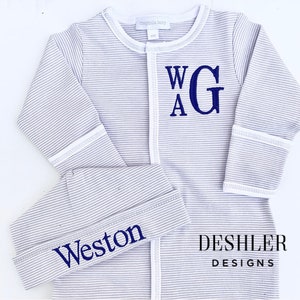 Magnolia Baby Gown, Magnolia Baby Converter, Magnolia Baby Boy, Baby Boy Coming home outfit, homecoming outfit, gray baby boy gown, baby boy