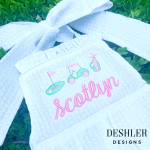 Baby Girl Golf Embroidered Bubble