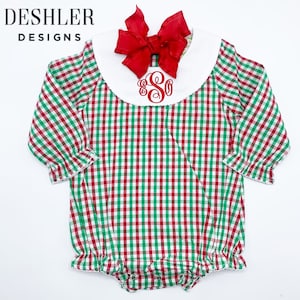 Baby Girl Christmas outfit, Bishop Bubble, Girls Bishop Bubble, Christmas Bishop Bubble, Monogram Bishop, Monogram bishop bubble, girls xmas