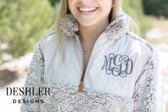 Monogram Sherpa monogram Sherpa pullover Sherpa pullover | Etsy