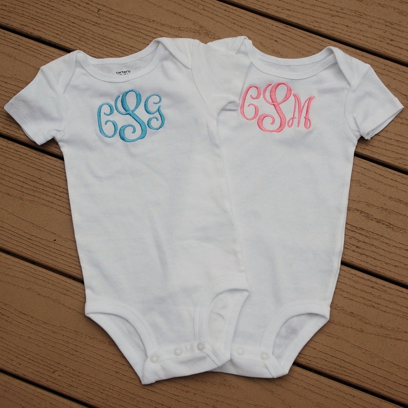 Monogrammed bodysuit, bodysuit with Initials , monogram bodysuit, monogram onsie, monogrammed onsie, personalized baby gift, baby gift idea image 3