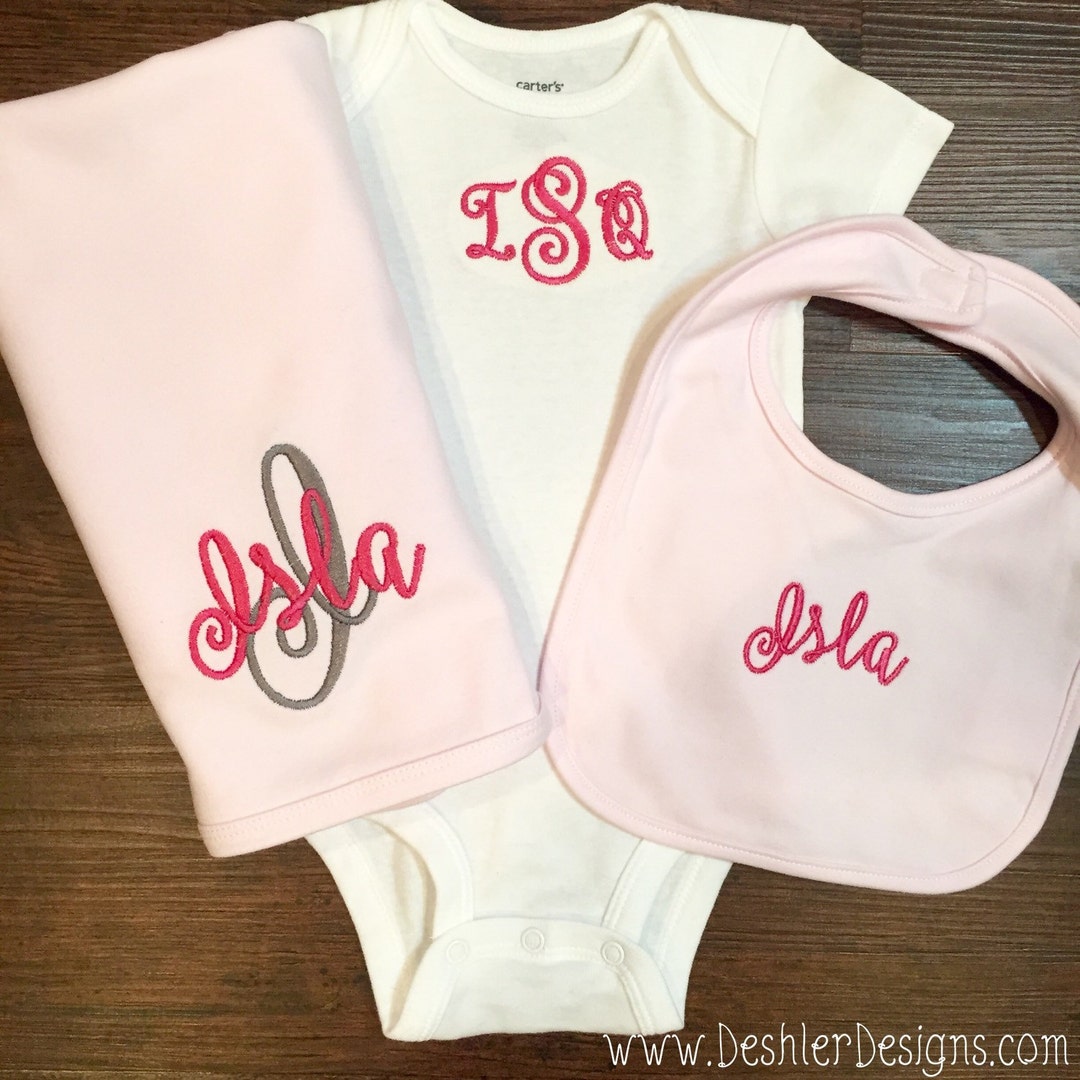 Monogrammed Baby Gift Set Monogram Baby Gift Set 3 Item Baby Etsy