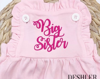 Big Sister Outfit, Big sister romper, big sister announcement, big sister sunsuit, big sister