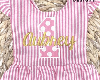 Girls First Birthday outfit, first birthday outfit, ruffle romper, girls 1st birthday outfit, first birthday romper, 1st birthday romper