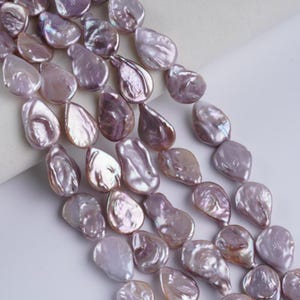 Purple Drop Coin Freshwater Pearls 7 Inch Strand | Natural Irregular Teardrop Pearl Beads for Jewelry Making | DIY Necklace Craft Supplies