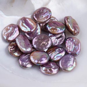 Natural Purple Oval Coin Pearls 14–16mm | Loose Freshwater Pearls for Jewelry Making |High Luster AA Quality Beads | Minimum order 50 pearls