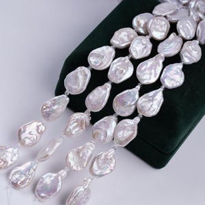 Natural White Drop Shape Freshwater Pearls 14-16mm 7  Beads Strand for Jewelry Making, Irregular Baroque Pearls for Necklaces Bracelets