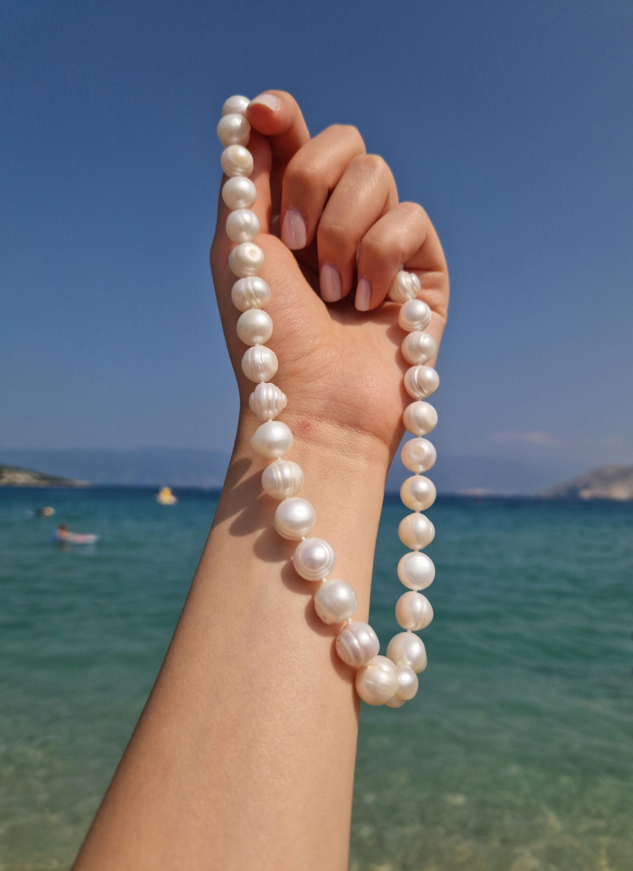 バロックパールチョーカーネックレス 37 cm | ホワイト淡水真珠 | 沿岸 