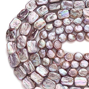 Süßwasser Münze Perle Perlen Strang 18 cm, Lavendel schillernde Wohnung Natur kultiviert, DIY Schmuckherstellung Lieferungen, Armband Halskette Ohrringe