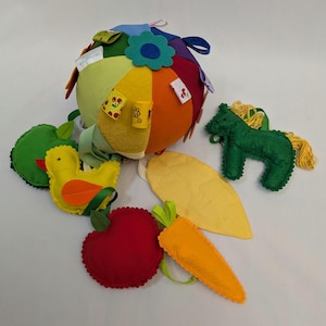 Montessori Puzzle Ball MONTESSORI BABY TOY Colours Waldorf Toys  Play Therapy Wooden Ring Baby sensory toy