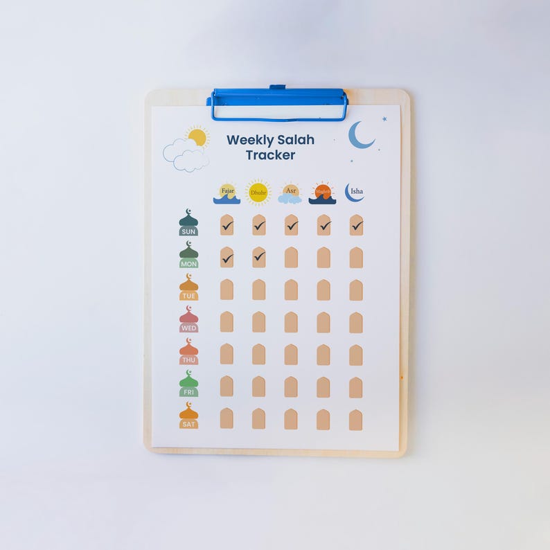 Weekly Salah Tracker for Kids | Islamic Prayer Chart | Salah Process ...