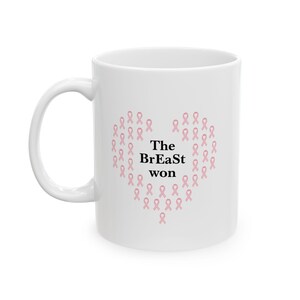 Breast Cancer Survivor Mug: Ribbon Design, Inspirational Gift
