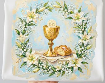 Christelijke eerste heilige communie, png, katholiek religieuze eucharistie kelklelie, inzendingsontwerp geloof penseelstreek