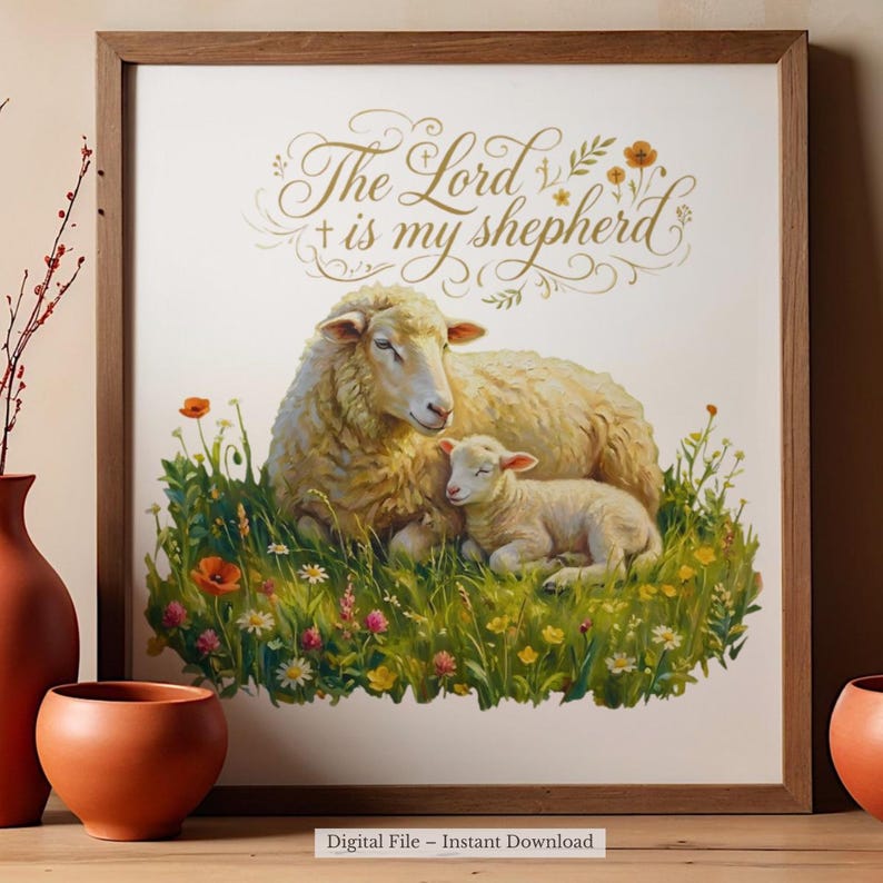 Script Shepherd The Lord is My Shepherd PNG Psalm 23 Lamb Sheep Christian Religious ...