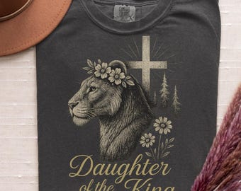 Christian Lioness PNG: Daughter of the King, Cross Flower Crown (Digital Download)