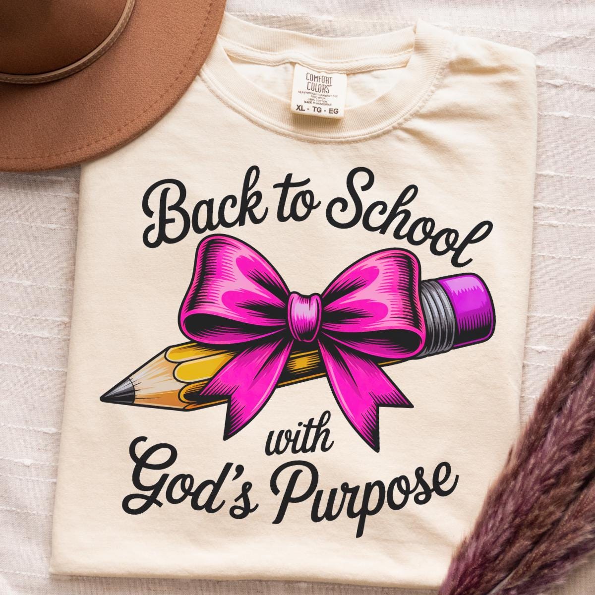 Christian Teacher Pencil Bow PNG: Faith School Sublimation Design (Digital Download