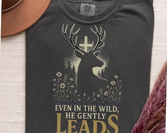 Vintage Christian Deer PNG: Design per maglietta con versetto biblico "Fede nella foresta" (download digitale)
