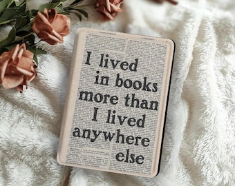 I Lived in Books Vintage Book Love Kindle Hülle Hülle mit Handschlaufe Auto Sleep/Wake Cover für Kindle Colorsoft Paperwhite Geschenk für Leser
