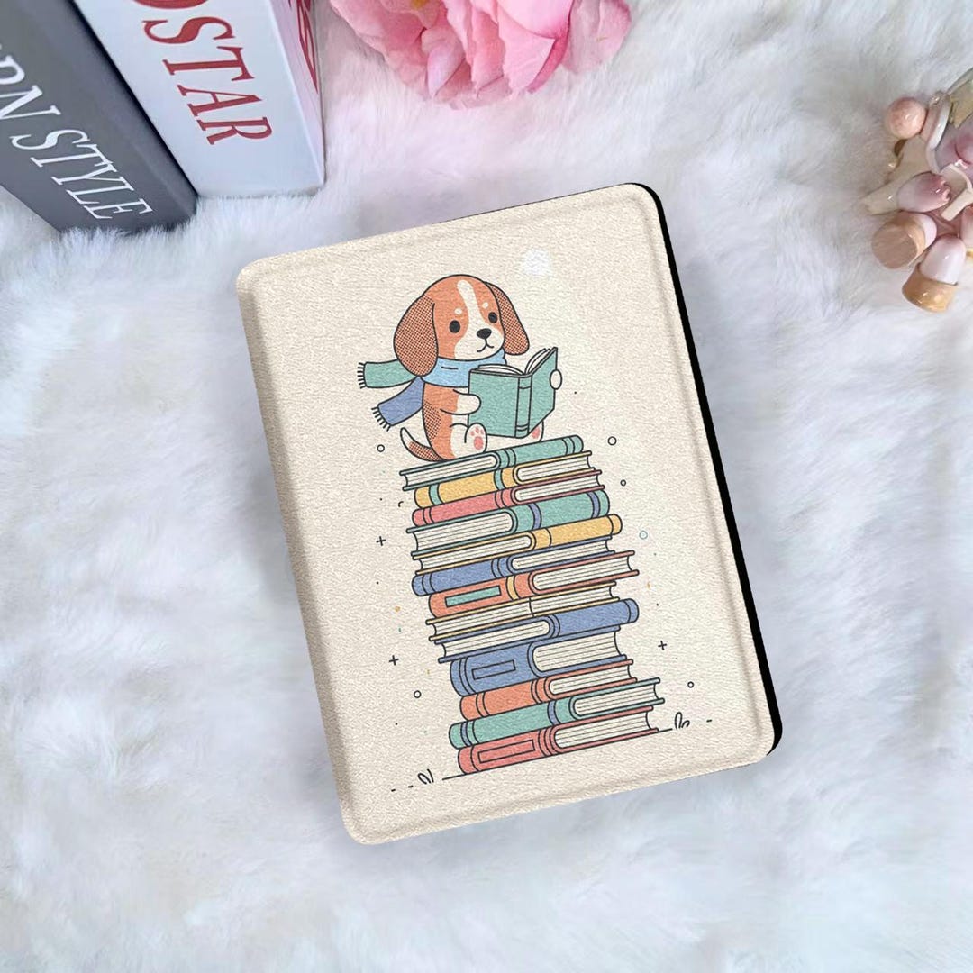 Cute Dog Reading Kindle & Kobo Puppy Case Kindle Paperwhite 12th Gen ...