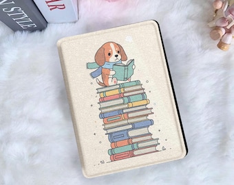 Cute Dog Reading Kindle & Kobo Puppy Case Kindle Paperwhite 12th Gen Cover 7" Kobo Libra Color Case Unique Gift for Book Lovers Gift Idea