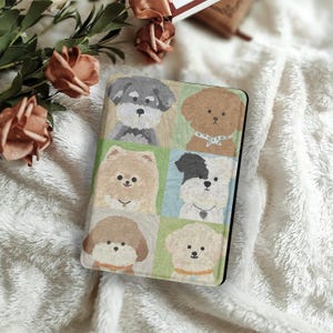 Cute Dog Kindle Case with Hand Strap Cartoon Puppy Auto Sleep Wake E-Reader Cover Fits All Kindle Models Gift for Dog Lovers Gift for Her