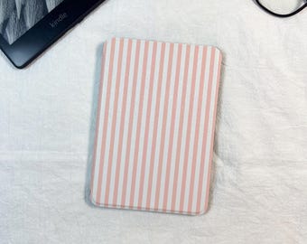 Minimalist Pink Striped Kindle Case with Strap 2024 Kindle Paperwhite 12th Gen Detachable Case Gift for Book Lovers Kobo Case Libra Cover