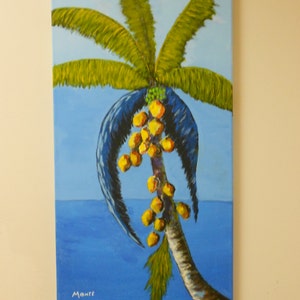 Landscape Contemporary Impressionism Canvas 12 x 24 Original Painting/ Acrylic Titled Lonely Palm. OOAK image 1