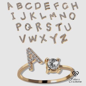 Anillo con inicial ajustable de la A a la Z / Joyería elegante y personalizada para mujer / Regalo minimalista y con estilo