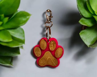 Personalized Paw Print Keychain – Custom Name Tag for Pet Lovers
