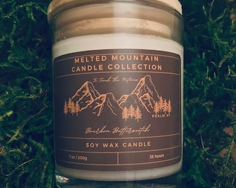 Bourbon Butterscotch Soy Candle | Sweet Cozy Scent | Hand-Poured | Melted Mountain| Approx. 7oz