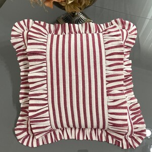 Frill Linen Striped Pillow Cover - Different Color Options With Frill Edges