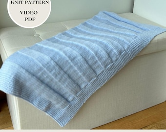 Knit Baby Blanket Pattern: Beginner Easy Reversible Design (PDF)