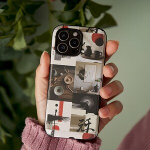 Funda resistente de inspiración zen minimalista japonesa para iPhone 16, 15, 14, 13, 12, 11, X, XS, XR, 8, Samsung Galaxy S25, S24, S23, S22, S21 y S20.